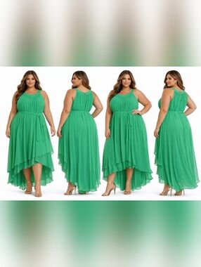 New York & Company Vibrant Green High Low Dress